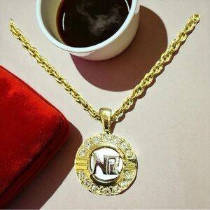 Nina Ricci Gold and Silver Necklace with Rhinestones